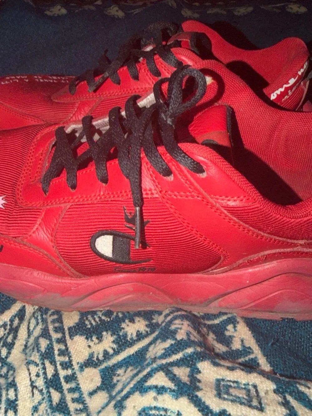 Champion Red Men's Low-Top Sneakers with Black Laces